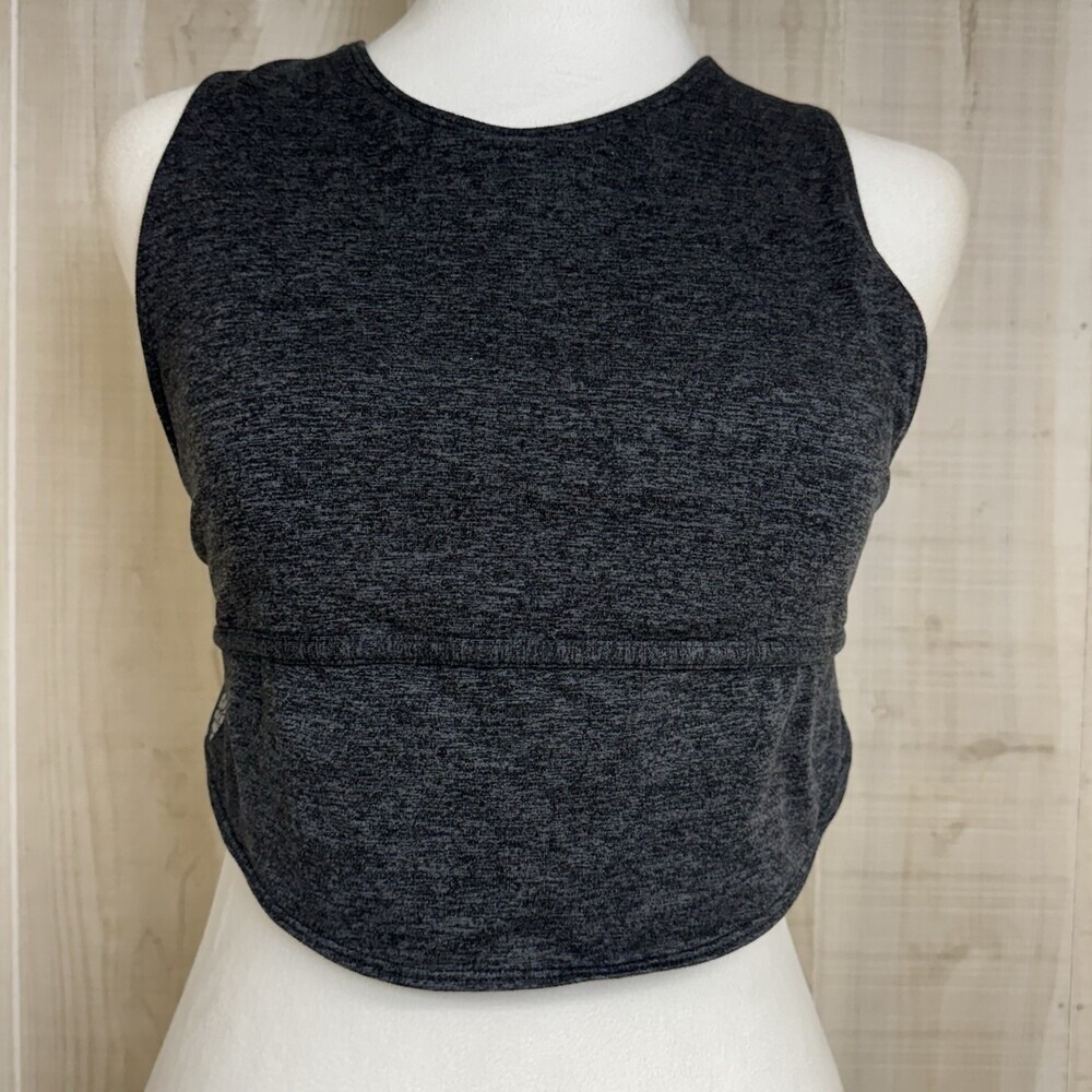 Free People Movement In Your Corner Sports Bra Criss-Cross Back Charcoal Logo S